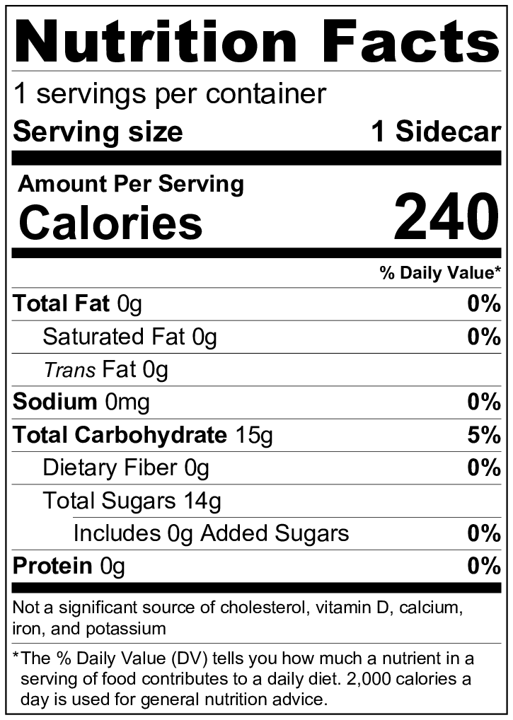 Sidecar nutrition label